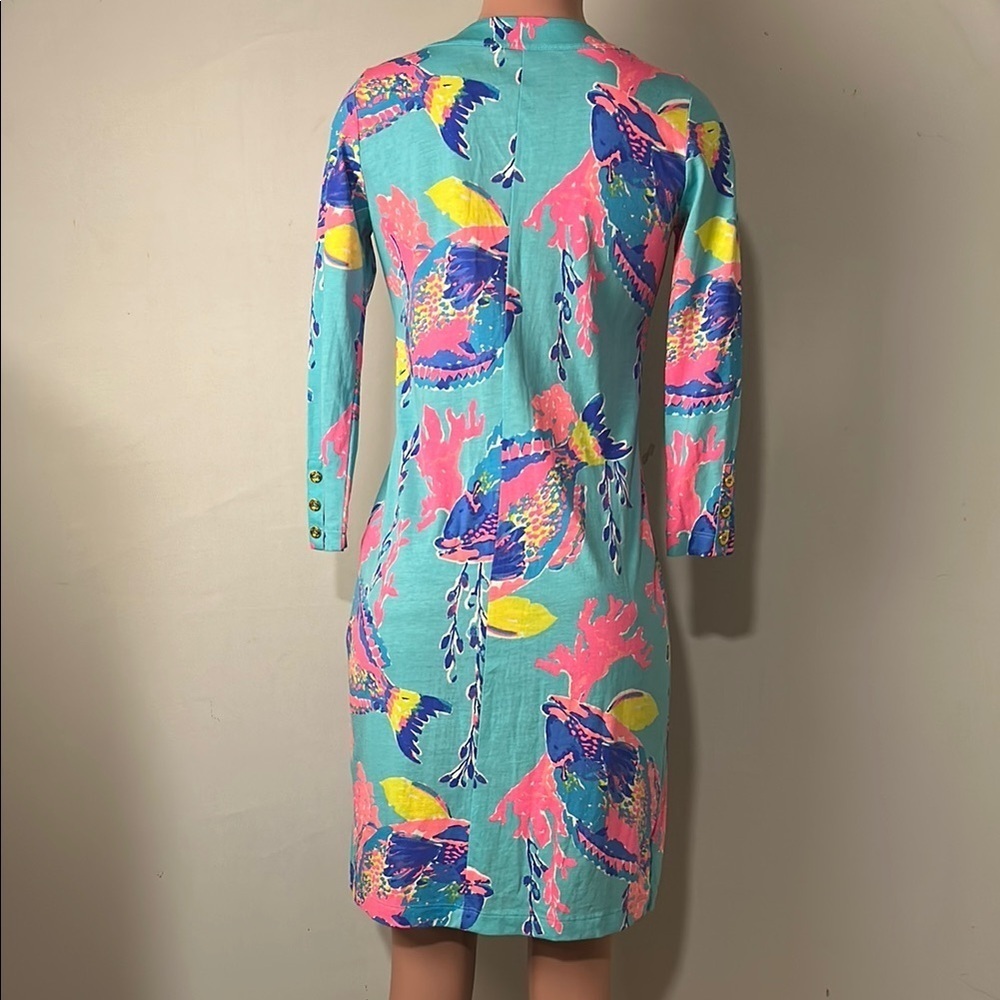 Lilly Pulitzer RIVA DRESS Shorely Blue Sandstorm FISH SEALIFE Sz S - Picture 9 of 15